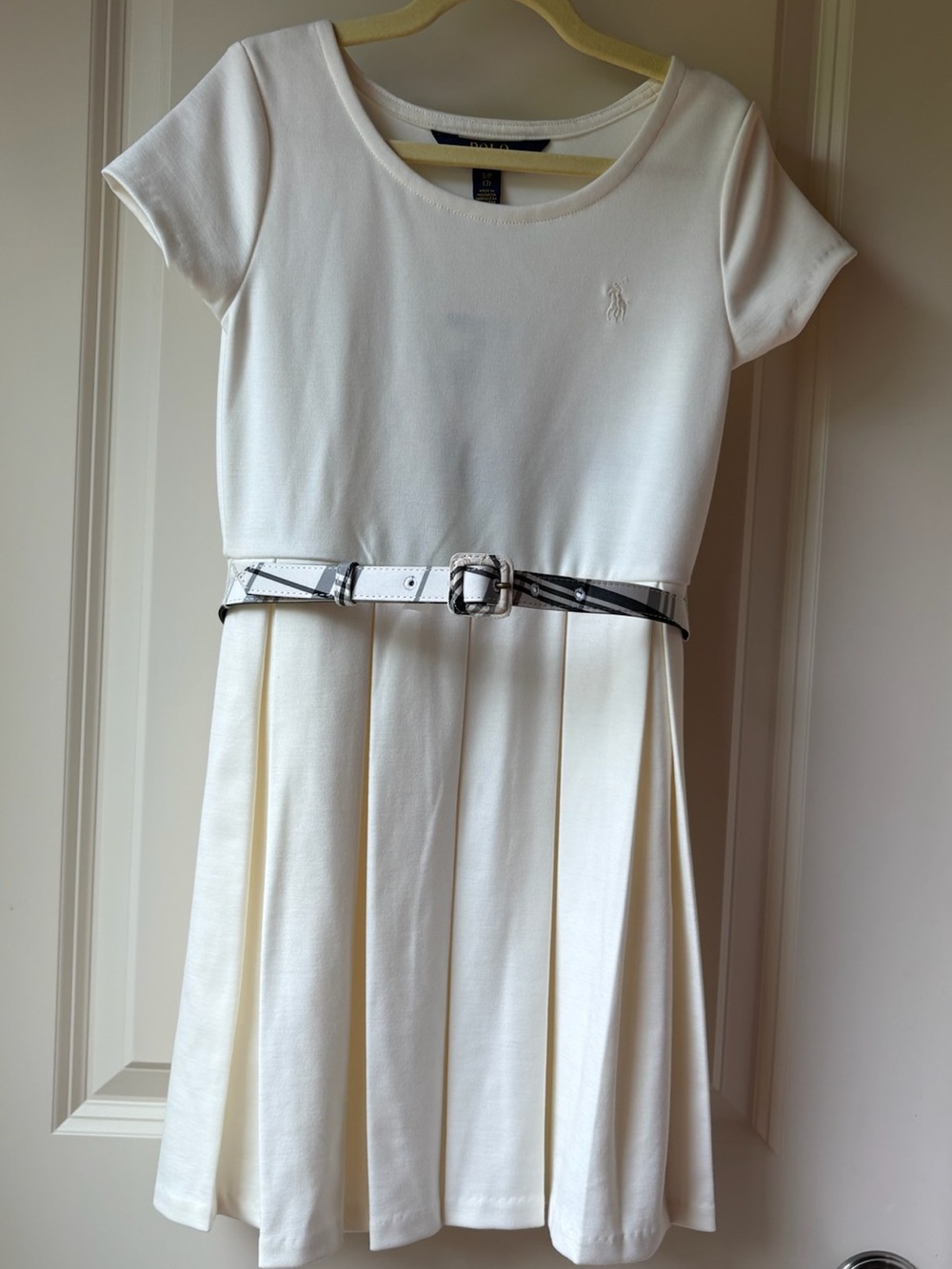 Polo by Ralph Lauren White Pleated Short-Sleeve Belted Dress / SZ Small / NWOT
